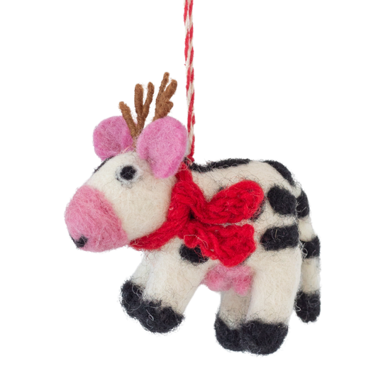 NZ Woolly, Xmas Cow with Antlers 11cm, RRP $19.95