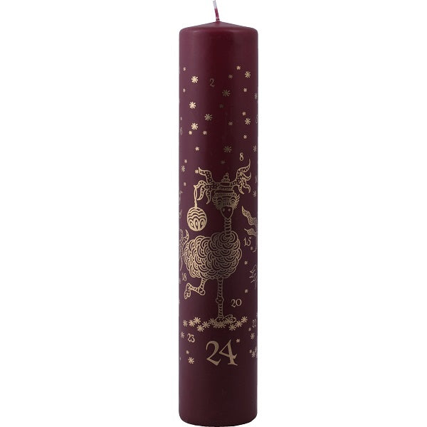 Calendar Candle Burgundy, Gold Deer, RRP $22.95