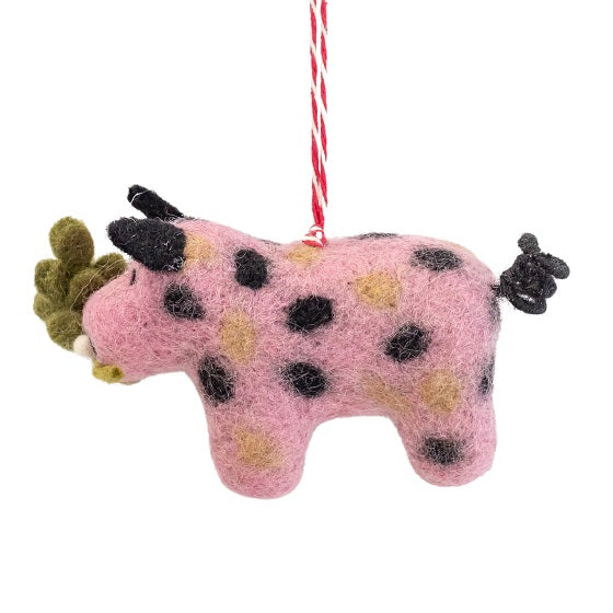 NZ Woolly, Kunekune Pig with Mistletoe 11cm, RRP $19.95