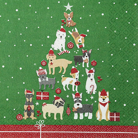 Paper Napkins Luncheon Pk20, Xmas Dogs, RRP $12