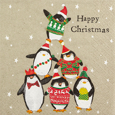 Paper Napkins Luncheon Pk20, Happy Penguins, RRP $12