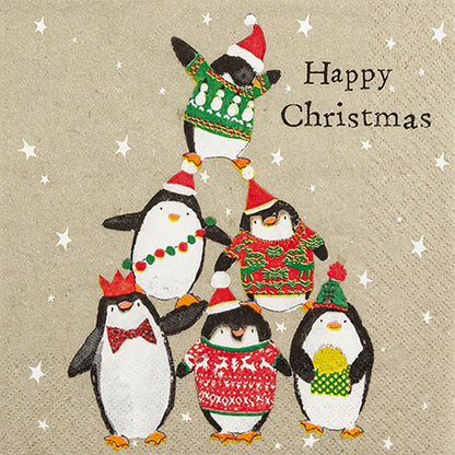 Paper Napkins Luncheon Pk20, Happy Penguins, RRP $12