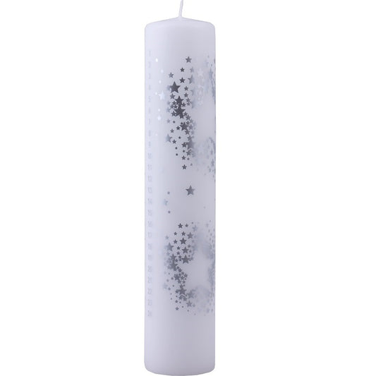 Calendar Candle White, Silver Stars, RRP $22.95