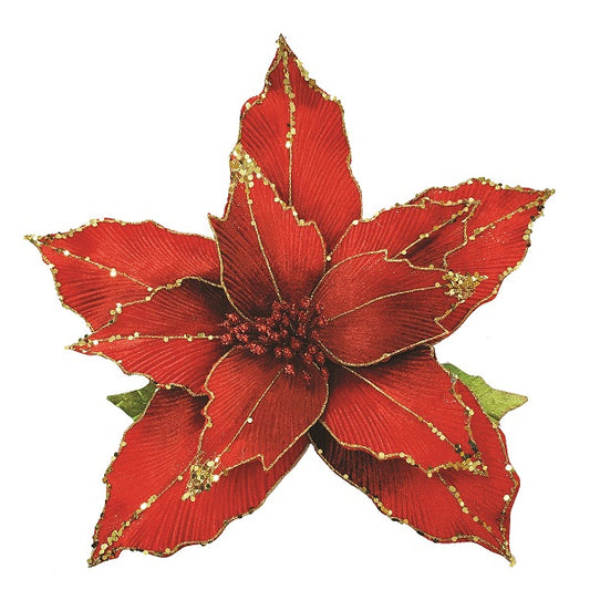 Clip On, Maxi Red with Gold Glitter Poinsettia 35cm, RRP $24.95