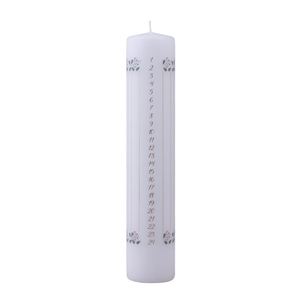 Calendar Candle White, Leaves & Lines, RRP $22.95