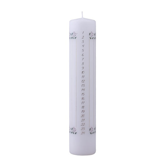 Calendar Candle White, Leaves & Lines, RRP $22.95