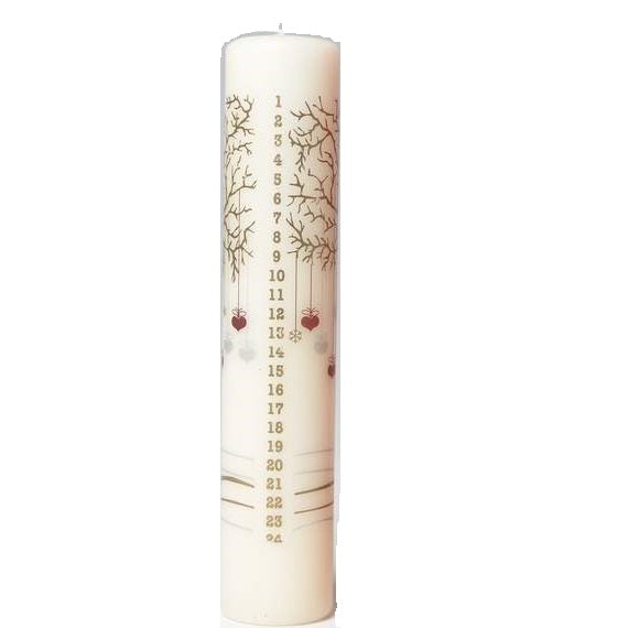 Calendar Candle Ivory, Tree with Hearts & Crystals , RRP $22.95