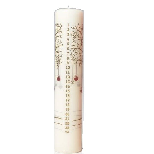 Calendar Candle Ivory, Tree with Hearts & Crystals , RRP $22.95