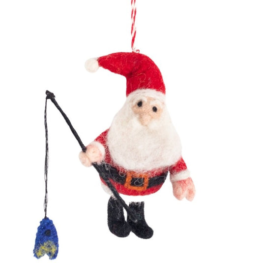 NZ Woolly, Santa Fishing 11cm, RRP $18.95
