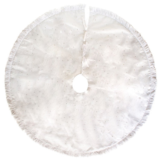 Tree Skirt, White with White Fringe and Silver Stars, RRP $74.95